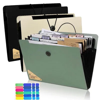 Produktbild von Fächermappe A4 5 Taschen 3 Stück PP Dokumenten-Organizer mit Index-Etiketten