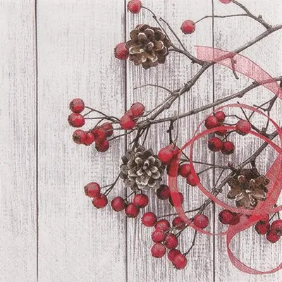 Produktbild von 20 Servietten Cottage Rosehip - Natur auf Holz 33x33cm