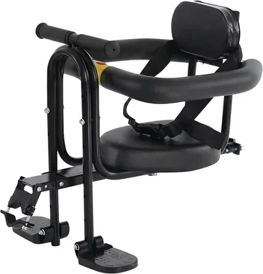 Produktbild von Kindersitz vorne, mit Rückenlehne und Schutzbügel, für Fahrrad