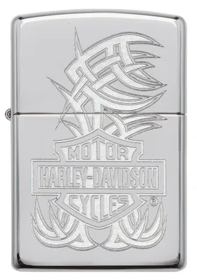 Produktbild von ZIPPO - Harley Davidson® - Hochglanz Chrome Silber Blau Rot Sturmfeuerzeug nachfüllbar Benzin Motorrad Kette 60003276