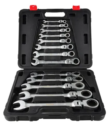 Immagine prodotto di Set di chiavi a cricchetto snodate 8 – 32 mm, chiavi combinate a cricchetto con snodo/snodabili, 13 pezzi Keltin