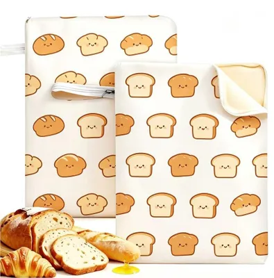 Obrázek produktu pro Brotmeister – Včelí sáček na chléb, sada 2 kusů (43 × 33 cm) – Opakovaně použitelný lněný sáček s včelím voskem, ideální na domácí chléb a pečivo
