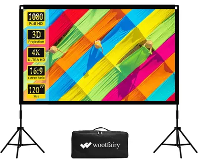 Zdjęcie produktu dla Ekran projekcyjny, 120 cali, składany, format 16:9, rozdzielczość 4K HD, do użytku wewnątrz i na zewnątrz