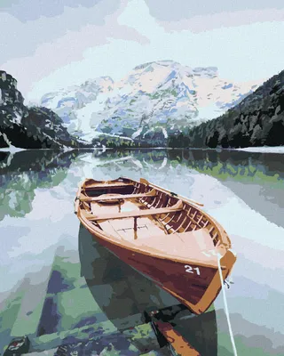 Produktbild von Zuty - Malen nach Zahlen - HOLZBOOT AUF DEM ALPENSEE, 40x50 cm, ohne Keilrahmen