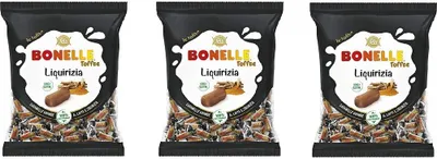 Produktbild von 3x Fida Bonelle Toffee Liquirizia weiche Milch und Lakritz Bonbons Gluten-frei 150g Beutel