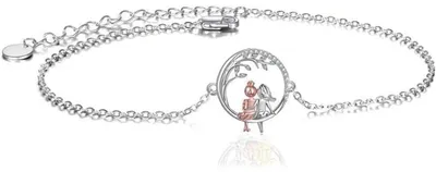 Productafbeelding van Armband van zilver (925) met een hart en een oneindigheidssymbool, voor twee zussen