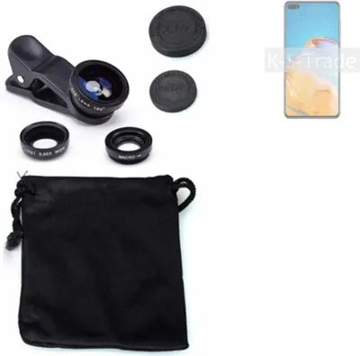 Produktbild von K-S-Trade Smartphone Kamera Linsen Set Kompatibel mit Huawei P40 3in1 Clip-On Kamera Adapter Macro Weitwinkel FishEye Fischauge Objektiv Linse