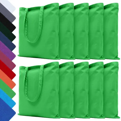 Produktbild von EllaTex 10er Set Baumwolltaschen 28x32 cm – Stoffbeutel aus 100% Baumwolle mit kurzen Henkeln, in Farbe: Grün