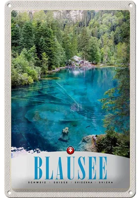 Produktbild von Blechschild Reise 20x30cm Blausee Schweiz Natur Wald Gebirge