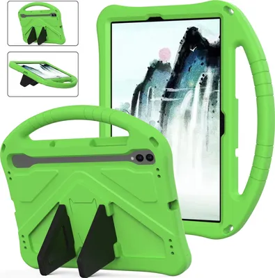 Obrázek produktu pro Dětské pouzdro pro Samsung Galaxy Tab S11 11", EVA lehké nárazuvzdorné pouzdro s skládacím stojánkem a rukojetí zelené