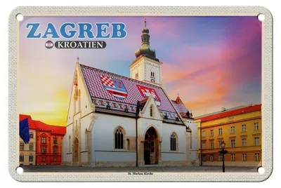 Produktbild von Blechschild Reise 18x12cm Zagreb Kroatien St. Markus Kirche Schild