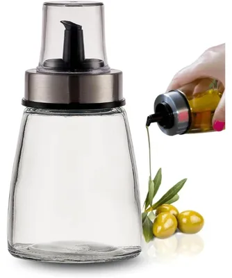 Image de PARENCE. Bouteille d'huile de 200 ml avec bouchon verseur – Distributeur en verre et en acier inoxydable – B