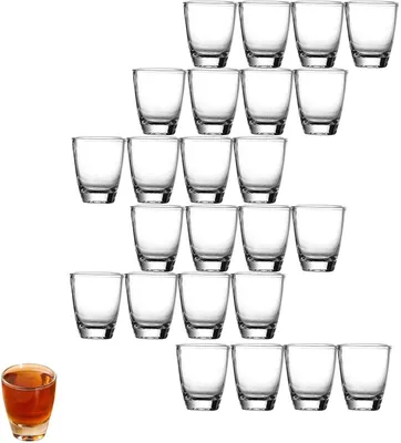 Produktbild von Schnapsgläser 35 ml, 24 Stück, dicker Boden, Klarglas, spülmaschinenfest, für Feiern