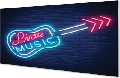 Produktbild von Glasbilder 120x60 Wandkunst Gitarren-Neonzeichen
