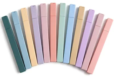 Produktbild von 12-teiliges Pastell-Textmarker-Set mit weicher Keilspitze, nicht ausblutend, quadratisch