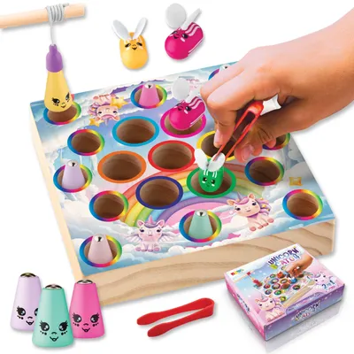 Produktbild von Joya Creative Unicorn Montessori Board 2-in-1 – Angelspiel und Steckspiel aus Holz für Kleinkinder