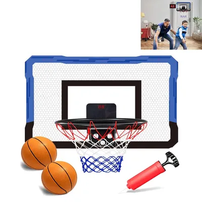 Produktbild von Mini Basketballkorb Kinder faltbar 40x26 cm, Indoor Outdoor Spielzeug mit Scoreboard, 2 Basketbälle & Pumpe