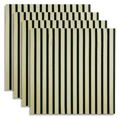 Produktbild von Homestyle4u Wandpaneel 60x60 4er Set Akustikpaneele Holz Hellbraun Creme Wandpaneele Beige Paneele Wohnzimmer Deckenpaneele Wandverkleidung