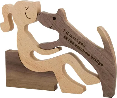 Produktbild von Dekorative Hundefigur – Holzene Hundestatue – Handgeschnitzte Skulptur – Für die Dekoration