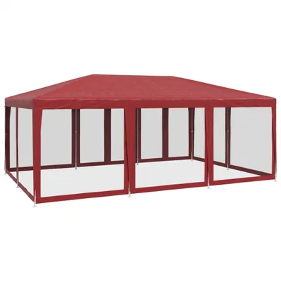 Produktbild von vidaXL Partyzelt mit 10 Mesh-Seitenteilen Rot 6x4 m HDPE