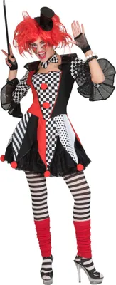 Produktbild von Harlekin-Kostüm für Damen Faschingskostüm rot-schwarz-weiss