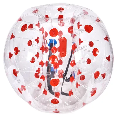 Produktbild von Aufblasbarer Bumper Ball Einzeln, Bubble Ball Stoßball Zorb Ball, PVC transparent-rot | Ø 1,2 m | Höhe 1,03 m | 0,8 mm PVC | bis 80 kg