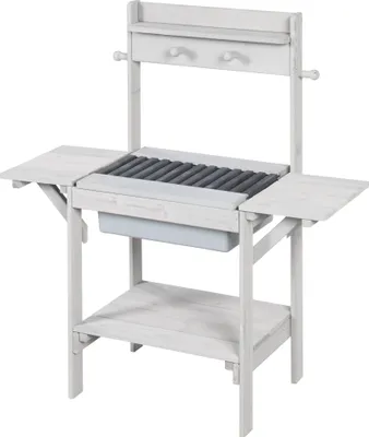 Produktbild von roba Matschküche 'BBQ', Kinder-Outdoor-Gartenküche für Wasser & Sand, wetterfest, Massivholz, grau