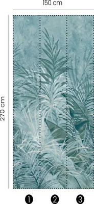 Produktbild von NEWROOM Tapete Blau Vliestapete Dschungel - Mustertapete Modern Grau Creme Palmen Blätter Blumentapete Tropisch Dschungeltapete