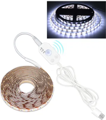 Produktbild von 5m LED Streifen PIR Bewegungssensor Dimmbar USB Lichtband Schrankbeleuchtung, Kaltweiß