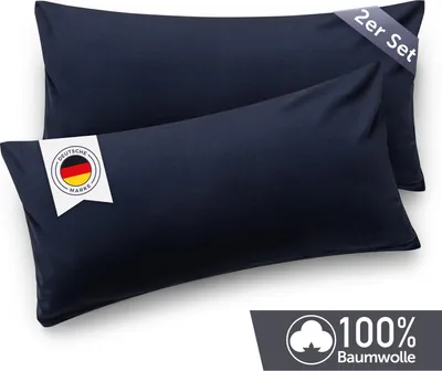 Produktbild von Blumtal Kissenbezug 40x60 cm (2er Set Kissenbezüge) - Dunkelblau - 100% Baumwoll-Jersey für Nackenstützkissen