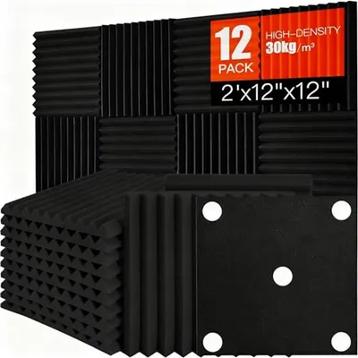 Produktbild von Akustikpaneele selbstklebend 12er Set – Schallschutz Schaumstoff 12×12cm