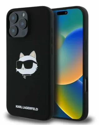 Produktbild von Karl Lagerfeld Apple iPhone 16 Pro Max Silicone Choupette Head MagSafe