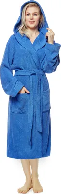 Produktbild von Arus Bademantel Pacific für Damen, wadenlang, 100% Baumwolle, Farbe:Königsblau, Größe:XXL