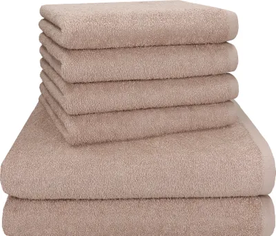 Produktbild von Betz BERLIN 6er Set 2x Badetuch 100 x 150 cm 4x Handtuch 50 x 100 cm 100% Baumwolle - Farbe: cappuccino