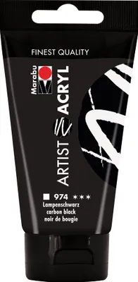Produktbild von Marabu Acrylfarbe Artist Acryl lampenschwarz 974 75 ml