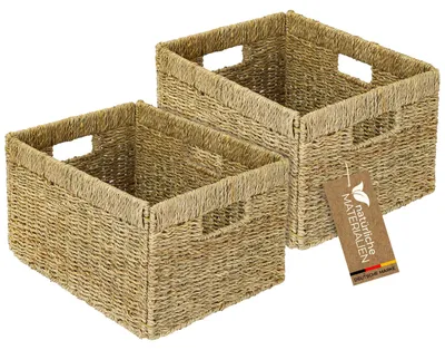 Aufbewahrungskorb aus Seegras 2er Set für Billy Regale, HMF, 35 x 25 x 20 cm