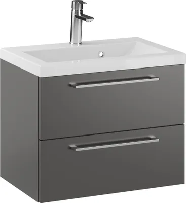 Produktbild von Rosen 60 cm Badezimmerschrank mit Waschbecken und Chrom Griffen - Zeitloses Design für Elegantes Bad