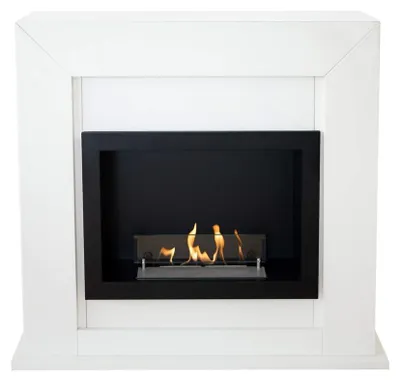 Productafbeelding van Xaralyn Ethanolkachel - Adra BRI-MDW - wit hout - 1,5 kW verwarming - Sfeerhaard met ingebouwde ethanolbrander - Decoratieve kachel