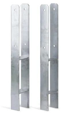 Zdjęcie produktu dla Alberts 213206 Wspornik słupka H, ocynkowany ogniowo, szerokość w świetle 81 mm, wysokość całkowita 600 mm, grubość materiału 5 mm, zestaw 2 szt