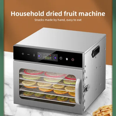 Image de Déshydrateur d'aliments et de viande séchée avec minuterie 24 heures et lumière, 8 grilles de séchage 400W 30-90�� Déshydrateur de légumes et de fruits avec écran tactile et fenêtre visible pour la maison et l'usage commercial