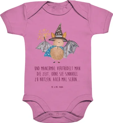 Produktbild von Mr. & Mrs. Panda Strampler Baby Fledermaus Zauberer 12. - 18. Monat - Bubble Gum Pink - Geschenk, Magier, Fledermäuse, babyanzug, Kurzarmbody, Lustige Sprüche, Babybody