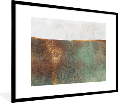 Produktbild von MuchoWow® Gerahmtes Poster Abstrakt - Luxus - Gold 80x60 cm - Poster mit Schwarzem Bilderrahmen Wandposter Rahmen Foto Bilder - Schlafzimmer-Dekorationen - Fotoposter