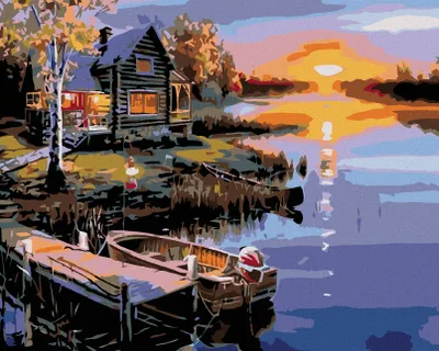 Produktbild von Zuty - Malen nach Zahlen - SONNENUNTERGANG ÜBER DEM SEE, 40x50 cm, ohne Keilrahmen