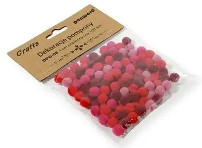 Produktbild von Dekorationen: Pompons, 1 cm, gemischt, rot, 120 Stück – Penword