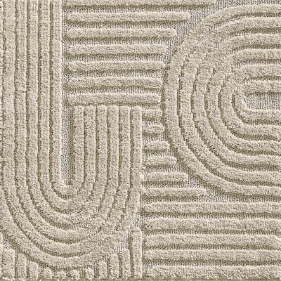 Produktbild von Carpettex Hochflor Teppich Wohnzimmer Schlafzimmer Flur Skandi Boho Teppich 3D Design Flauschig Weich, Größe: 200 cm Rund, Farbe: Beige