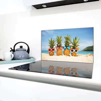 Imagen del producto de Funda protectora de vidrio para placa de cocina, dimensiones 90x52, diseño de piña