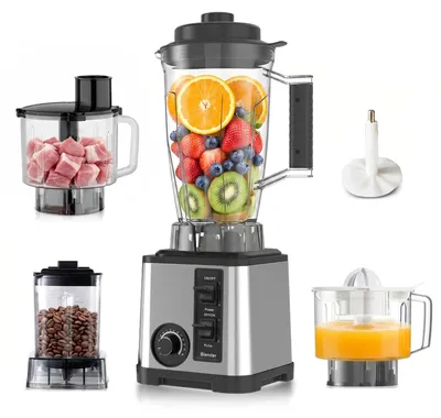 Image de Mixeur de cuisine et robot de cuisine - Mixeur sur socle 5-en-1 et hachoir - 2600W - Multifonction - Pour la viande, les légumes, les noix, les grains de café