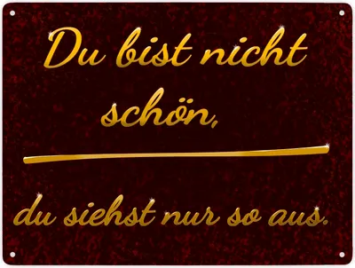 Produktbild von Metallschild XXL in 28x38 cm mit Spruch - Du bist nicht schön, du siehst nur so
