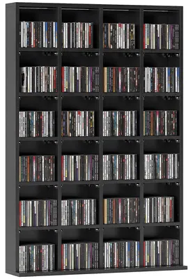 Immagine prodotto di SunvelloMobile Porta CD con Ripiani Regolabili per 456 CD o 336 DVD, 24 Scomparti, 89x20x130.5 cm, Nero