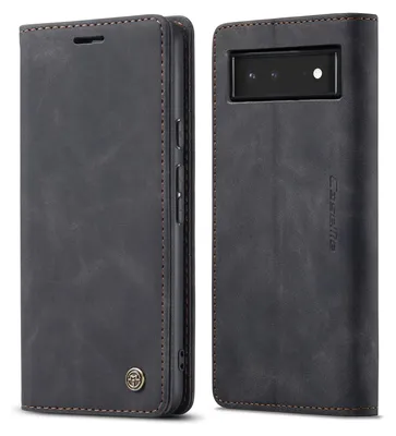Immagine prodotto di Google Pixel 6 Case, Retro Custodia in Finto cuoio con funzione stand Custodia protettiva per Google Pixel 6 Nero